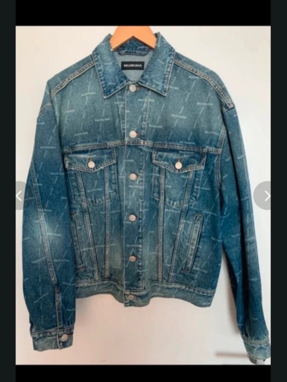 Balenciaga blue denim jacket logo all over